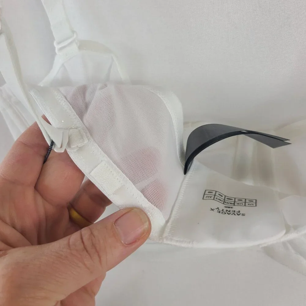 NWT Savage X Fenty Sheer X Unlined Strapless Bra Sz 38D Angel White - Picture 5 of 8